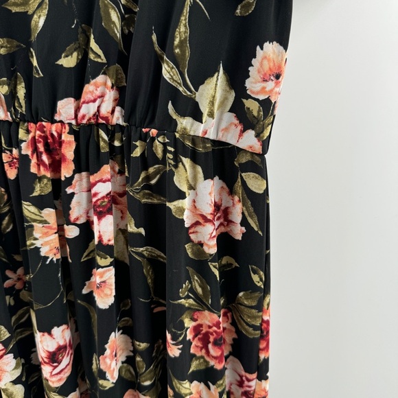 SirenLily Maternity Maxi Dress Large Black Floral with Bow Detail - Picture 4 of 8